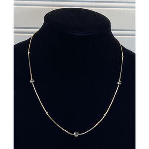 Vintage Gold Tone Faceted Gold Bead Station Collar Dainty Casual Necklace